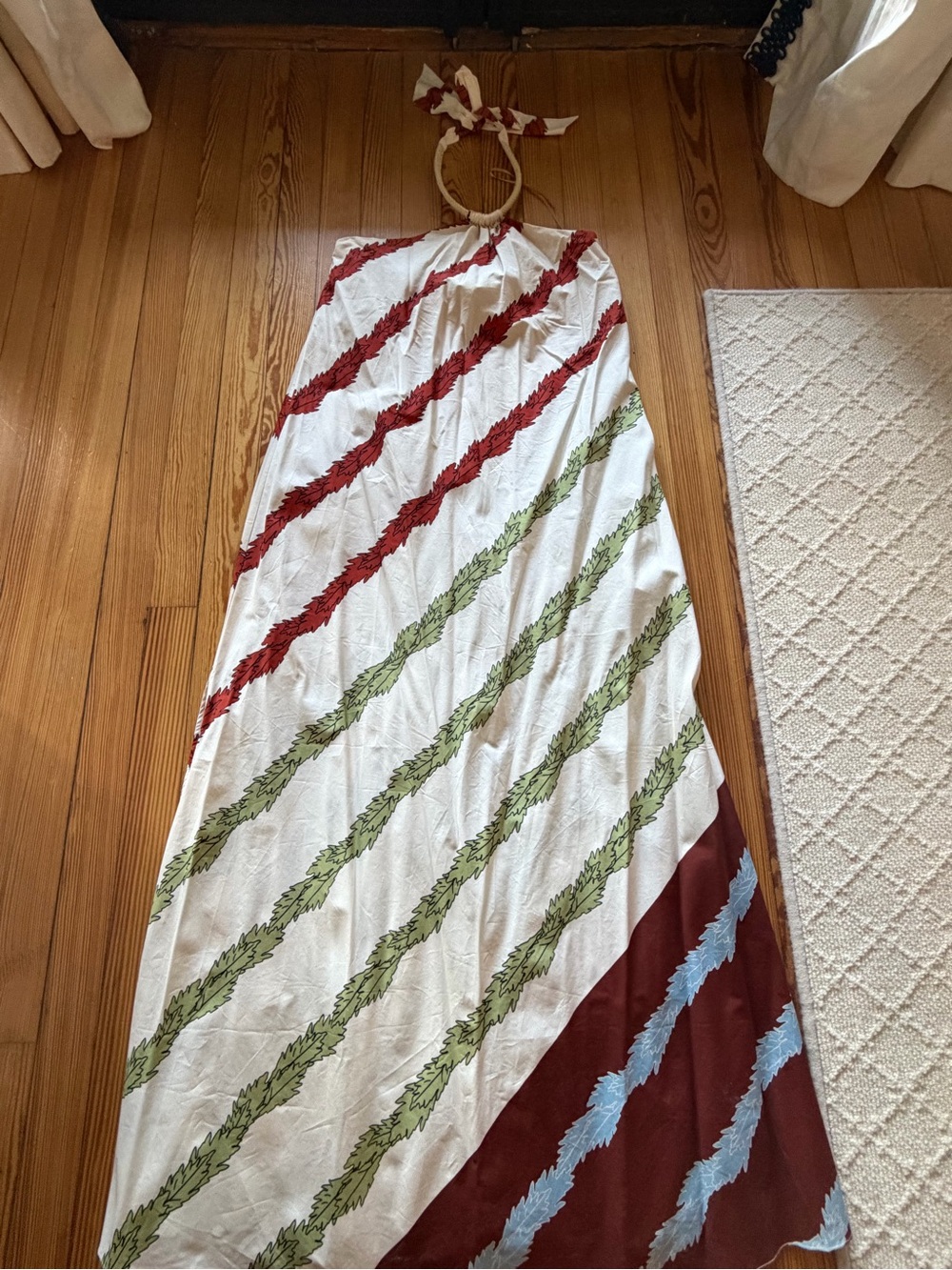 Johanna Ortiz Cream Maxi Dress with Red Leaf Print - Picture 4 of 4